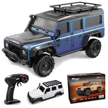1:43 Scale RC Crawler, HB-R43 Mini 4WD Off-Road RC Car RTR for Adults Hobby Gifts Toys (Blue) - color: Blue