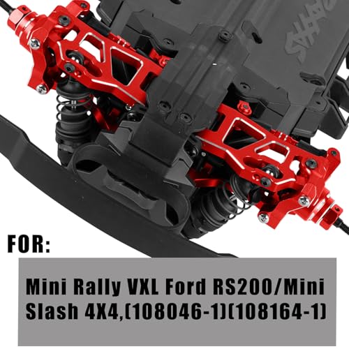 RC Upgrade Parts for Mini Rally VXL Ford RS200/Mini Slash 4X4,(108046-1)(108164-1),Drive Shaft CVD&Suspension Arms&Steering Block&Links&Steering Knuckle Kit&Dirt Resist Guard Cover,Red - color: Red(upgrade Parts)