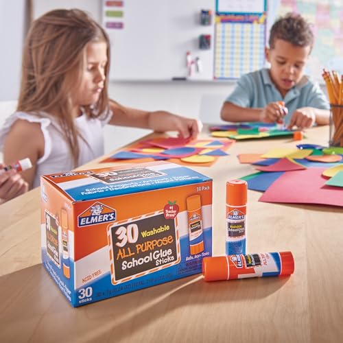 Elmer's All Purpose School Glue Sticks, Acid-Free and Washable, Clear, 7 Grams,Craft Projects, Poster, Classroom Supplies, #1 Teacher Brand, 30 Count (Pack of 12) - size: 30 Count (Pack of 12)