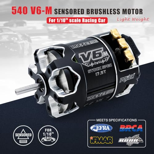 Surpass Hobby Rocket 540 V6M Sensored Brushless Motor, Light-Weight Heat-Resistant Brushless Motor for 1/10 Scale RC Racing Car (Shaft 3.175mm, 13.5T KV) - size: 13.5T KV, style: 540-V6M Motor