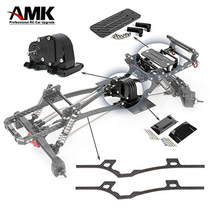 Carbon Fiber Battery Tray ESC Receiver Mount for 1/10 SCX10 RC Crawler Cheater Rigs LCG Chassis Lower Center of Gravity Rails - color: Black