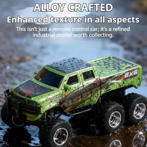 Mini Rc Truck,1/64 Scale Mini Remote Control Monster Truck with Trailer, 2.4Ghz Remote Control & APP, Rechargeable Alloy Shell RC Cars with Lights, Speed/Steering Adjustable (Gray) - color: Gray