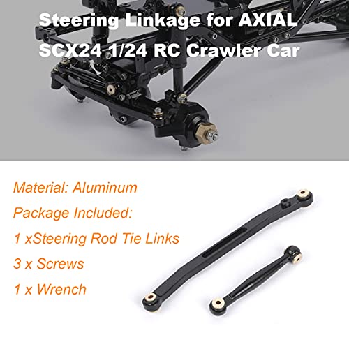 Aluminum Steering Linkage Steering Link for 1/24 Axial SCX24 RC Crawler Car Upgrades (Black) - color: Black