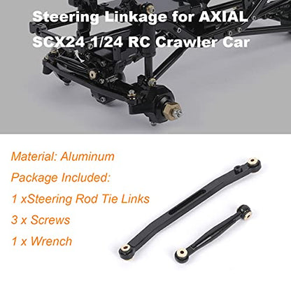 Aluminum Steering Linkage Steering Link for 1/24 Axial SCX24 RC Crawler Car Upgrades (Black) - color: Black