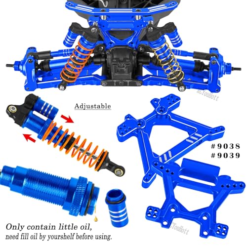 RC Upgrades Part for 1/10 Slash/Rustler/Stampede/Hoss 4x4 4WD VXL,Arm/Shocks/Caster Block,Steering Blocks,Stub Axle Carriers,Steering Bellcranks/Drive Shaft,Shock Tower/Links,Navy Blue - color: Navy Blue-(for 1/10）