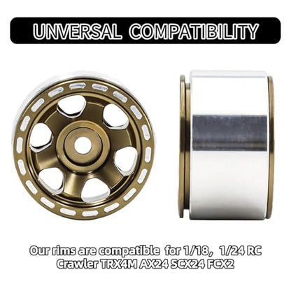 1.0 Beadlock Wheels, 4pcs Aluminum RC Rims with Positive Offset 7mm Hex for 1/18 1/24 RC Crawler Traxxas TRX4M Axial SCX24 AX24 FMS FCX24 Upgrades (Blade Type-Brown)