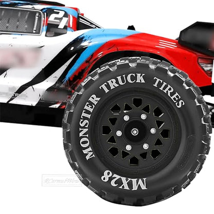RC Wheels and Tires for 1/10 RC Scale Car,Rustler Stampede Hoss,Arrm a Granite Vorteks Big Rock 3S,MX28 2.8" Truck Tires and Wheels w/ 12mm/14mm Hex,4pcs,Black - color: Black(4pcs)