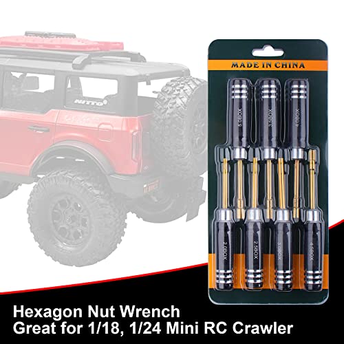 RC Tools Kit 7Pcs Hex Nut Screwdriver Set w/5.0/4.5/4.0/3.5/3.0/2.5/2.0 Box | Hobby Tools Hexagon Nut Wrench Repair Tools Compatible with SCX24 Traxxas Redcat RC Cars Trucks - color: Gold