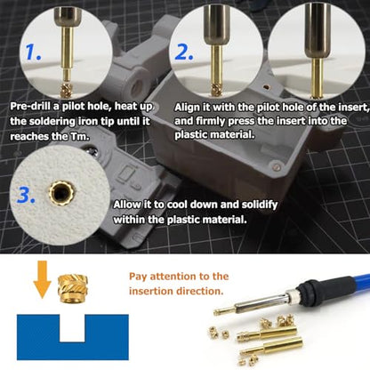 QSJ 180Pcs Threaded Inserts Heat Set Inserts Kit M2.5x4x3.5 Brass Insert Nut with Soldering Iron Tip for 3D Printed Plastic Materials - size: (180pcs) M2.5x4x3.5