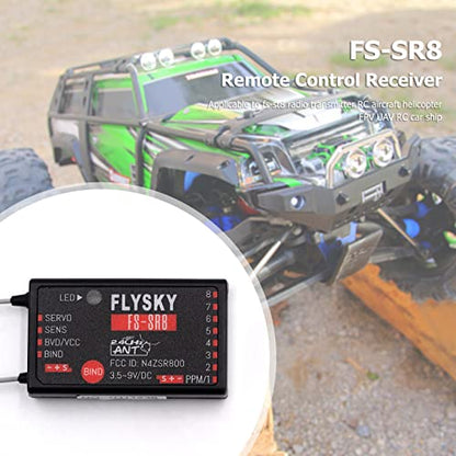 Flysky FS-SR8 Receiver, 2.4GHz 8 Channel Remote Control Receiver Compatible with Flysky FS-ST8 RC Transmitter for RC Cars, Boats and Helicopters (FS-SR8 Receiver) - style: FS-SR8 Receiver