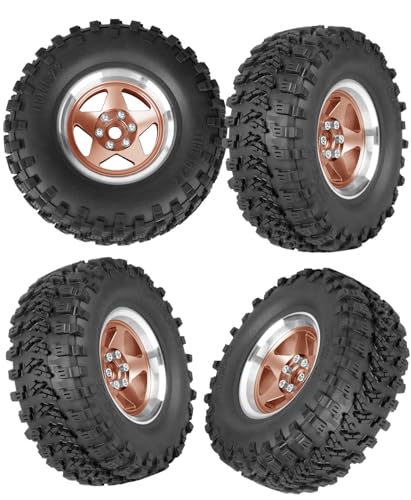 Rc 2.2 Wheel Rims Tires Wheels for 1/10 TRX4 TRX6 SCX10 SCX10 II SCX10 III 90046 D90 VS4-10 Gen8 MST CFX RC Crawler Car,Aluminum RC 2.2 Beadlock Wheel,Bronze - color: Bronze - (Rc 2.2in Wheel)