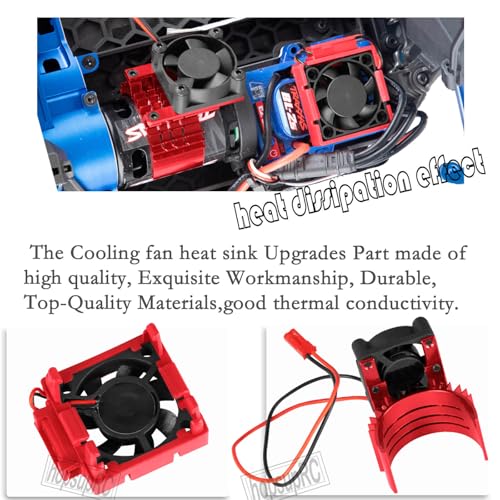 VXL-3s High Velocity Fan Heatsink Set Upgrades Part for 1/10 Slash/Rustler/Stampede VXL 4X4 2WD, ESC Motor Cooling Fan Hops Up,Red - color: Red/(for 2wd 4wd)