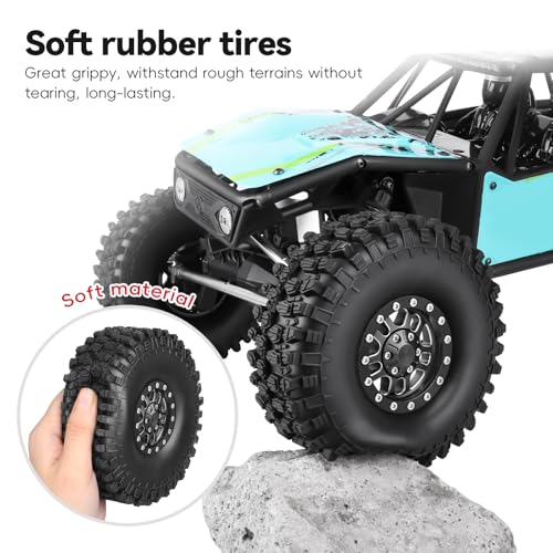 High-Grip Aluminum 1.9 Beadlock Wheels and Tires Set Combo All-Terrain for Traxxas TRX-4 Axial SCX10 Capra RC4WD Redcat Gen8 1/10 Scale RC Crawler - color: Black Rims