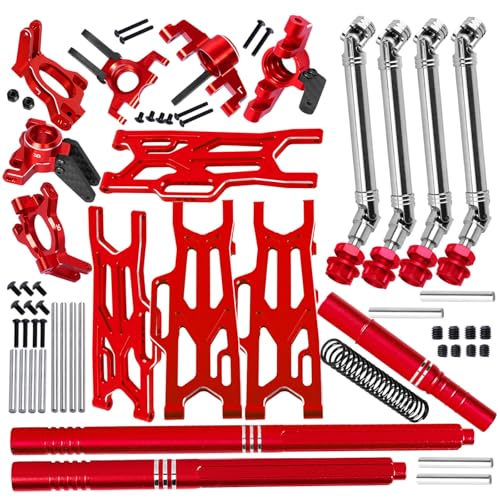 RC Suspension Arms Set&Steering Block Knuckles&Drive Shaft Axles Upgrades Part for 1/10 Kraton 4S V2 BLX,Outcast 4S V2 BLX,CVD Driveshafts Suspension Arms Hubs Caster Blocks.Red(Only Fit V2) - color: Red (2pcs)