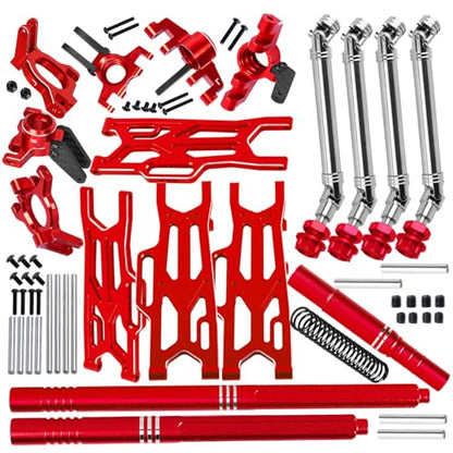 RC Suspension Arms Set&Steering Block Knuckles&Drive Shaft Axles Upgrades Part for 1/10 Kraton 4S V2 BLX,Outcast 4S V2 BLX,CVD Driveshafts Suspension Arms Hubs Caster Blocks.Red(Only Fit V2) - color: Red (2pcs)