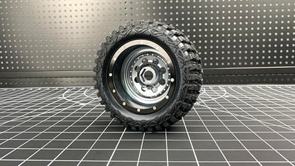 4Pcs Aluminium Beadlock Wheel Rims for 1/7 Mojave 6S EXB & 1/8 Mojave 4S BLX Desert Truck(Silver) - color: Silver