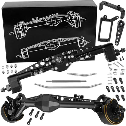 Front Rear Portal Axles Upgrades Part for 1/10 Capra 1.9 UTB 4X4,DIY SCX10 SCX10 II,RC Aluminum Alloy Front Rear Axle RC Crawler Car,1/10 Capra 1.9 UTB & SCX10,Black - color: Black - (Portal Axles)