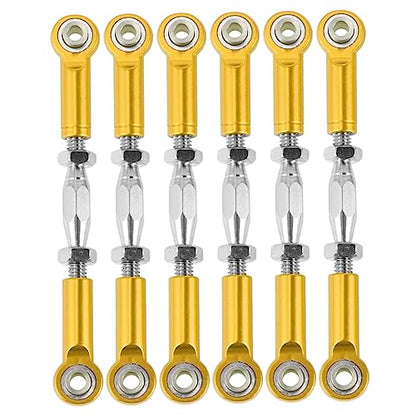6pcs Rc Car Rod Linkage Aluminum Turnbuckle Rods CNC Milled Made of Metal for Rc Truck Buggy - color: Yellow