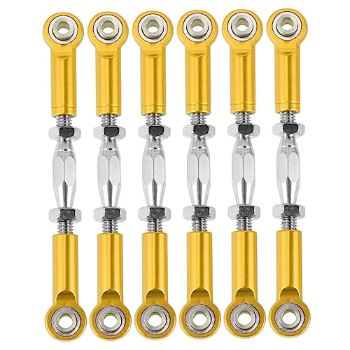 6pcs Rc Car Rod Linkage Aluminum Turnbuckle Rods CNC Milled Made of Metal for Rc Truck Buggy - color: Yellow