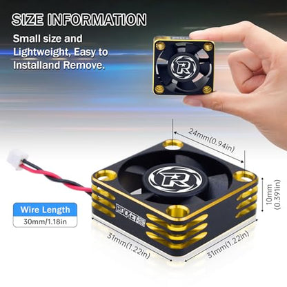Surpass Hobby 30mm RC Cooling Fan Heat Dissipation RC Fan 28000RPM ESC Fan for 1/10 1/8 RC Car Buggy ESC (Gold&Black) - color: Gold&Black