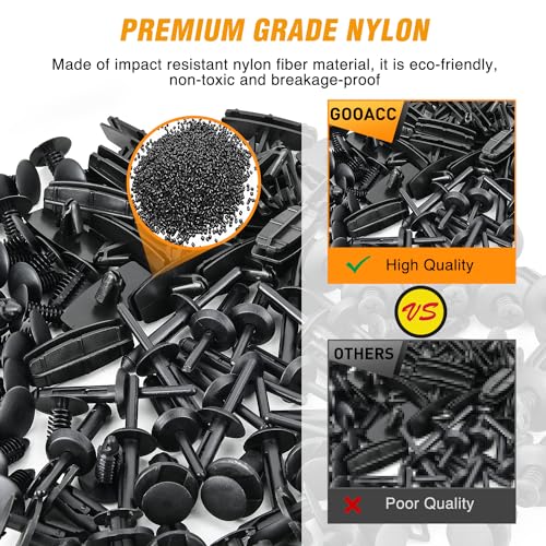 GOOACC 121Pcs Automotive Bumper Retainer Clips with Fastener Remover Compatible with Jeep Wrangler Chrysler Dodge Ram Nylon Rivets 6506007AA 6502625 6503598 - color: 120Pcs Clips + Remover