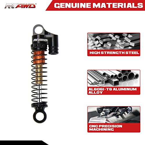 RCAWD RC Shocks Parts for FMS EAZYRC ROC HOBBY FCX24 1/24 & 1/18 Crawlers Upgrades, Front & Rear Shock Absorber Damper Aluminum Adjustable #C3002 Black - color: Black