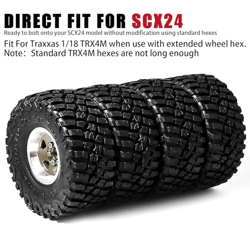 1.0 Beadlock Wheel Soft Tire Set RC Upgrade Part for Traxxas 1/18 TRX4M 1/24 RC Crawlers car Axial SCX24 FMS FCX24 Gladiator Bronco C10 JLU Deadbolt B17 Upgrade.(4Pcs/Set) - color: Bronze