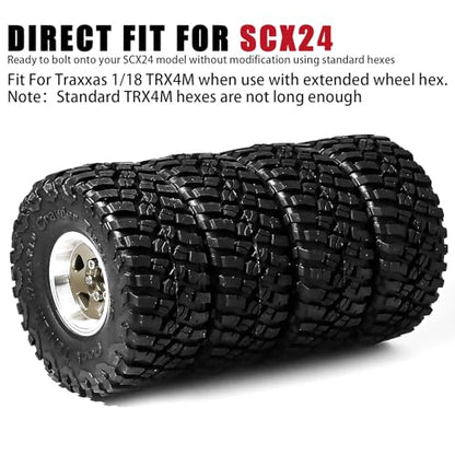 1.0 Beadlock Wheel Soft Tire Set RC Upgrade Part for Traxxas 1/18 TRX4M 1/24 RC Crawlers car Axial SCX24 FMS FCX24 Gladiator Bronco C10 JLU Deadbolt B17 Upgrade.(4Pcs/Set) - color: Bronze