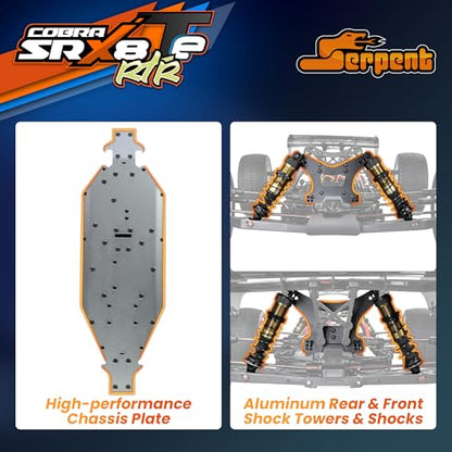 Serpent New Version 1/8 Off-Road Truggy-e RTR, High Speed, Long Life | High-Performance Electric Truggy Kit, Battery and Charger Excluded (Orange) - color: Orange
