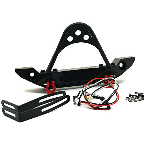 1Pcs Metal Front Bumpers with LED Light for 1/10 Axial SCX10 90047 RC Crawler Car