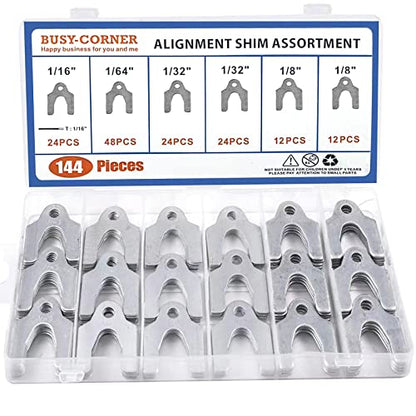 Auto Alignment Body Shims Assortment Kit 1/16" 1/64" 1/32" 1/8" (144 Pieces) BUSY-CORNER