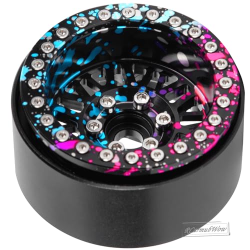 RC 1.9" Beadlock Wheels 1.9 Beadlock Rims for 1/10 SCX10 90046 AX103007 TRX4 TRX6 Gen7 8 D90 VS4-10 MST CFX RC Crawler,Alloy Aluminium 1.9 rc Wheels 1.9 rc Rims w/Wheels Ring,Rainbow - color: Rainbow(4pcs)