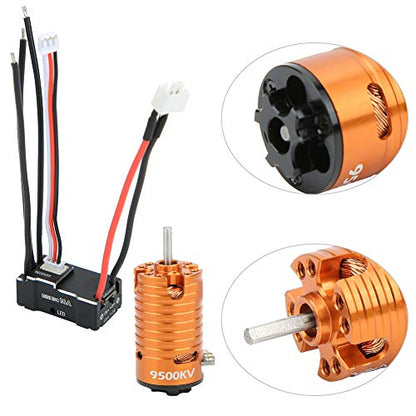 Brushless Motor, 9500KV High Speed Metal 1410 ESC Set, 18A Brushless Crawler Motor for 1/24 1/28 1/32 RC Cars Off-Road Crawling Hobbyists and Spare Part Replacement