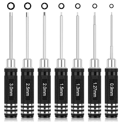 RC Tool Kit 7PCS Precision Hex Screwdriver Set | Hobby Tools W/0.9/1.27/1.3/1.5/2.0/2.5/3.0mm Hexagon Wrench RC Repair Tool Compatible with SCX24 Traxxas Redcat RC Trucks - color: Clear