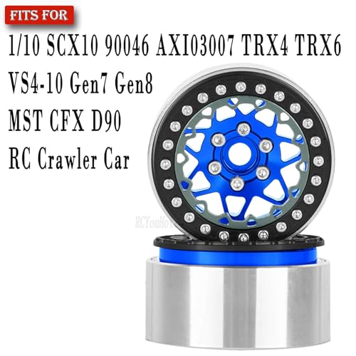 RC Aluminium 1.9 Beadlock Wheel Rims Set for 1/10 SCX10 90046 AXI03007 TRX4 TRX6 VS4-10 Gen7 Gen8 CFX MST D90 RC Crawler,(4PCS) 1.9 RC Beadlock Rims,1.9 rc Wheels,Navy Blue - color: Navy Blue- (Wheel Rims)