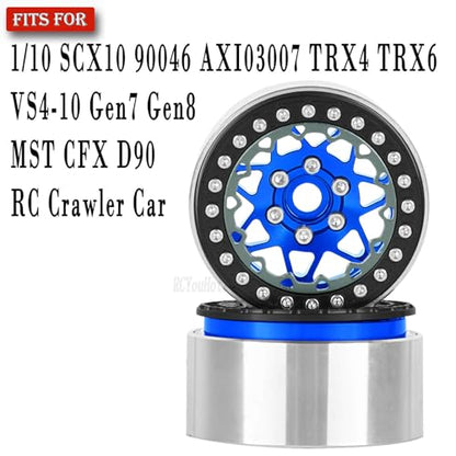 RC Aluminium 1.9 Beadlock Wheel Rims Set for 1/10 SCX10 90046 AXI03007 TRX4 TRX6 VS4-10 Gen7 Gen8 CFX MST D90 RC Crawler,(4PCS) 1.9 RC Beadlock Rims,1.9 rc Wheels,Navy Blue - color: Navy Blue- (Wheel Rims)