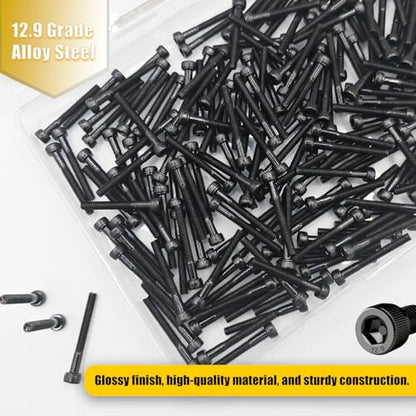 M3 x 25mm Screws 210pcs, Hex Socket Head Cap Screws Bolts,M3 x 25 Bolts 12.9 Grade Alloy Steel, Black Zinc Plated, Allen Socket Drive, Half-Threads, Machine Screws - size: M3*25mm 210pcs