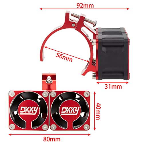 DKKY RC Motor Cooling Fan Heatsink 20000 RPM 54-58mm Ajustable Mount for ARRMA Axial 1/5 1/6 1/7 RC Models with 1717 5687 56113 2028 Motor (Red) - color: Red