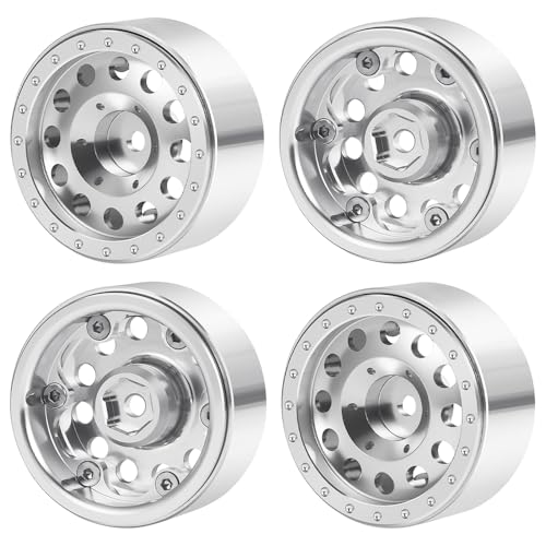 MORLORDY 4Pcs 1.3 Beadlock Wheel Rims for SCX24 TRX4M Ascent-18 1/18 1/24 RC Crawler Car Upgrade Part