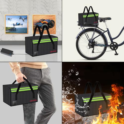 Lipo Battery Safe Bag Large Capatity Fireproof Bag for Ebike Lipo Battery Other Batteries Storage Charging Transport Home Office Travel Safe Storage Pouch - size: 280*150*180mm
