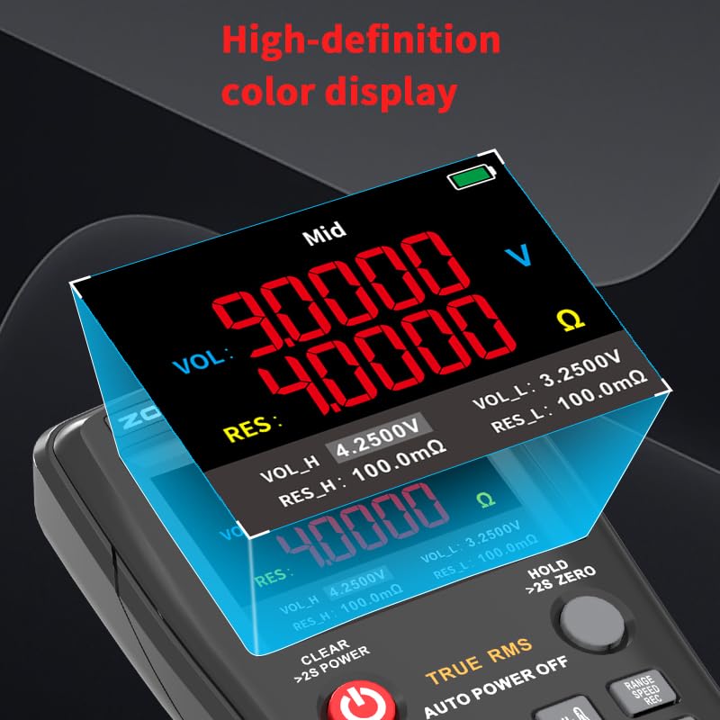 Battery Internal Resistance Tester 2 in 1 multimeter Battery Voltage Meter Car Battery Tester for AAA AA Model 0.1mΩ-200Ω