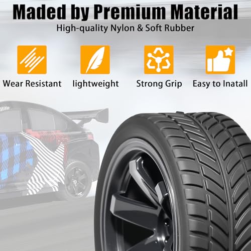 OD 2.55" On Road Rubber Tires Plastic Wheel Rims 12mm Hex for 1/10 RC Car | Compatible with MJX HSP Tamiya HPI Kyosho Traxxas Sakura Redcat WLtoys 1/10 RC On-Road Racing Touring Car (4pcs, Black) - style: G-Black