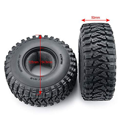 4pcs 2.2" Crawler Tires 125 * 50mm with Foam Insert for 1/10 RC Crawler Car Axial SCX10 TRX4 Wraith RBX10 RR10