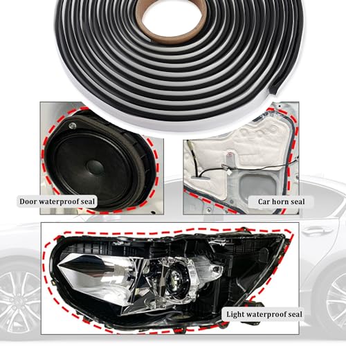 13FT Car Headlight Sealant Butyl Tape,Butyl Rubber Sealant Blocks Dust Water Noise,Universal Butyl Sealant Tape Car Accessories for Car Headlights Taillights Windshield Doors (13Ft x 9mm x 3mm)
