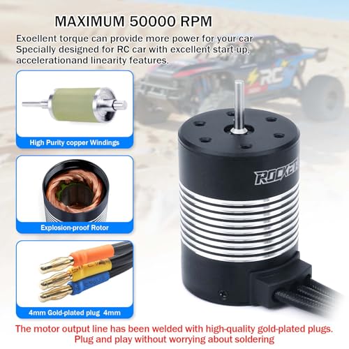SurpassHobby 3650 Brushless Motor 3100KV 3.175mm Shaft Waterproof Motor for Most of 1/10 Scale RC Truck On Road Off Road Car - size: 3100kv, style: 3650 Brushless Motor