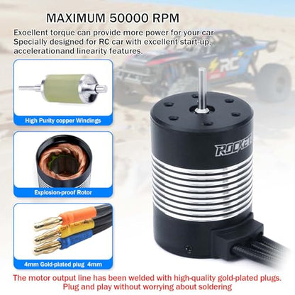 SurpassHobby 3650 Brushless Motor 2050KV 3.175mm Shaft Waterproof Motor for Most of 1/10 Scale RC Truck On Road Off Road Car - size: 2050kv, style: 3650 Brushless Motor