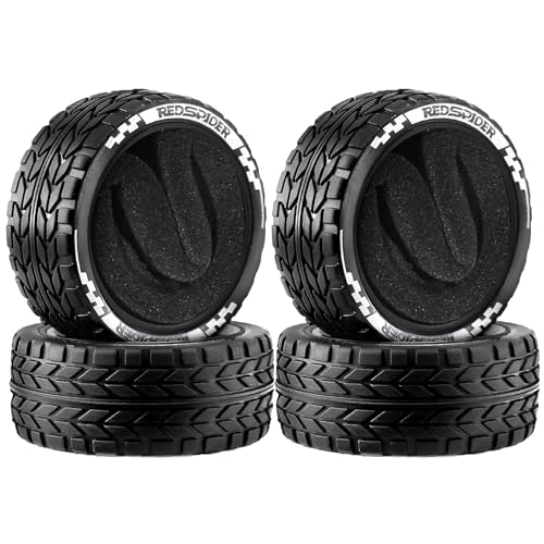 REDSPIDER RC Soft Rubber 1/10 On Road Tires 4PCS for Traxxas 4 Tec 2.0 Tamiya TT01 XV01 Kyosho WR8 Sakura WLtoys HPI HSP 1:10 RC Scale Touring On Road Racing Car Wheel Rims (Tire) - color: Tire