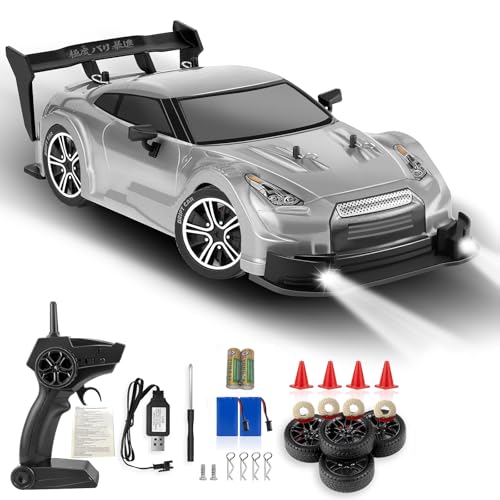 RC Drift Car, 1:16 Scale Drifting RC Cars, 2.4GHz 4WD 40km/h | RC Race Car, High-Speed Remote Control Drift Car Vehicle, Racing Sport Toy Gift for Boys Girls Kids(Silver) - color: Silver