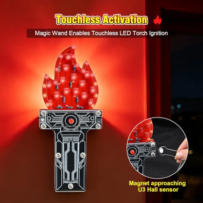 Soldering Practice Kit, DIY Flame Lamp Electronics Project | 4 Lighting Modes & 2 Activation Ways, Wall-Mountable Soldering Project Kit, Creative Desk Decor for Home & Office