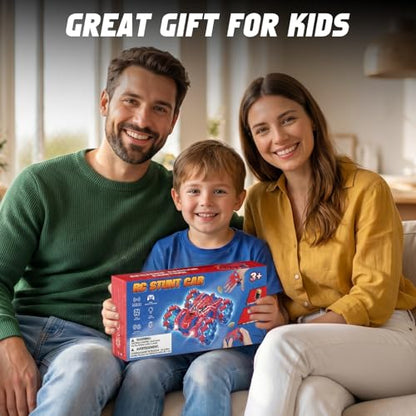 Spider Gesture Sensing Remote Control Car Birthday Gift for Boy 3-12 | Double Sided RC Cars, Full-Body Light, 2.4GHz Hand Controlled, Rechargeable RC Stunt Car - color: Red